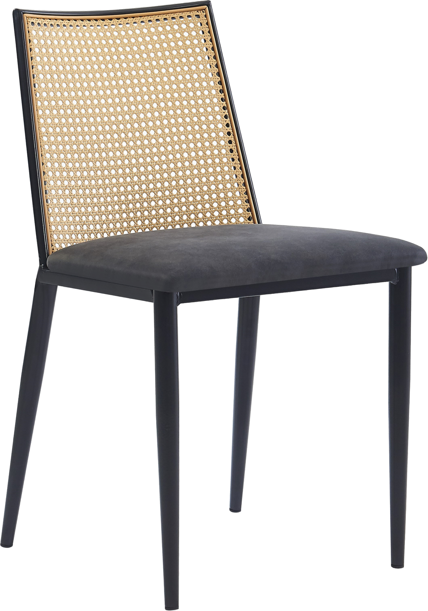 Spisebordsstol Nordlys Furniture Osaka Sort Kunstlæder Polstret Sæde Metalstel Håndflettet Ryg