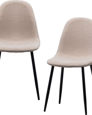 Spisebordsstol Woood Marije  -pak Teddy-stol Beige Med Sorte Pulverlakerede Metalben