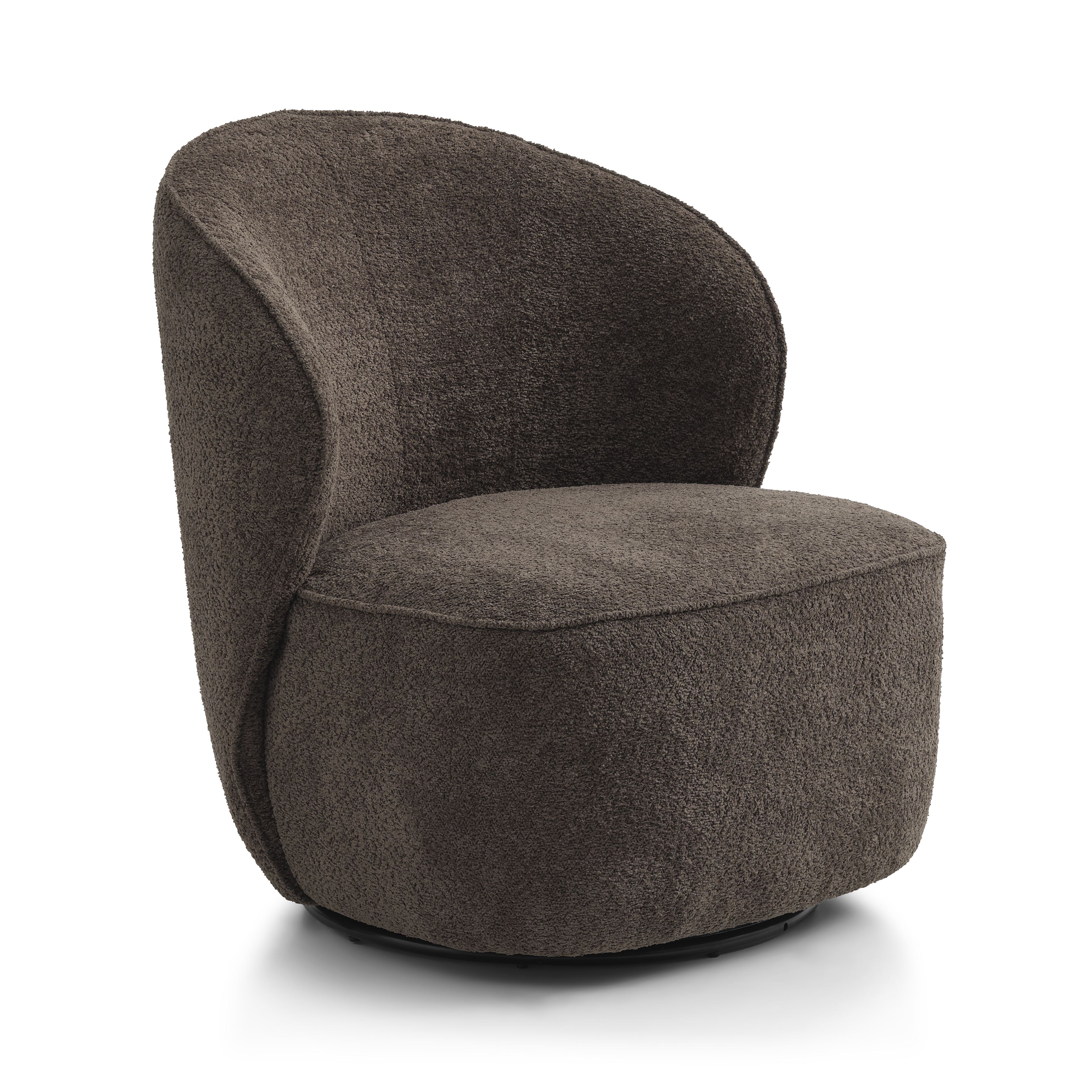 Theo Loungestol     Drejefod Mocca Polyester Stof Og Metal
