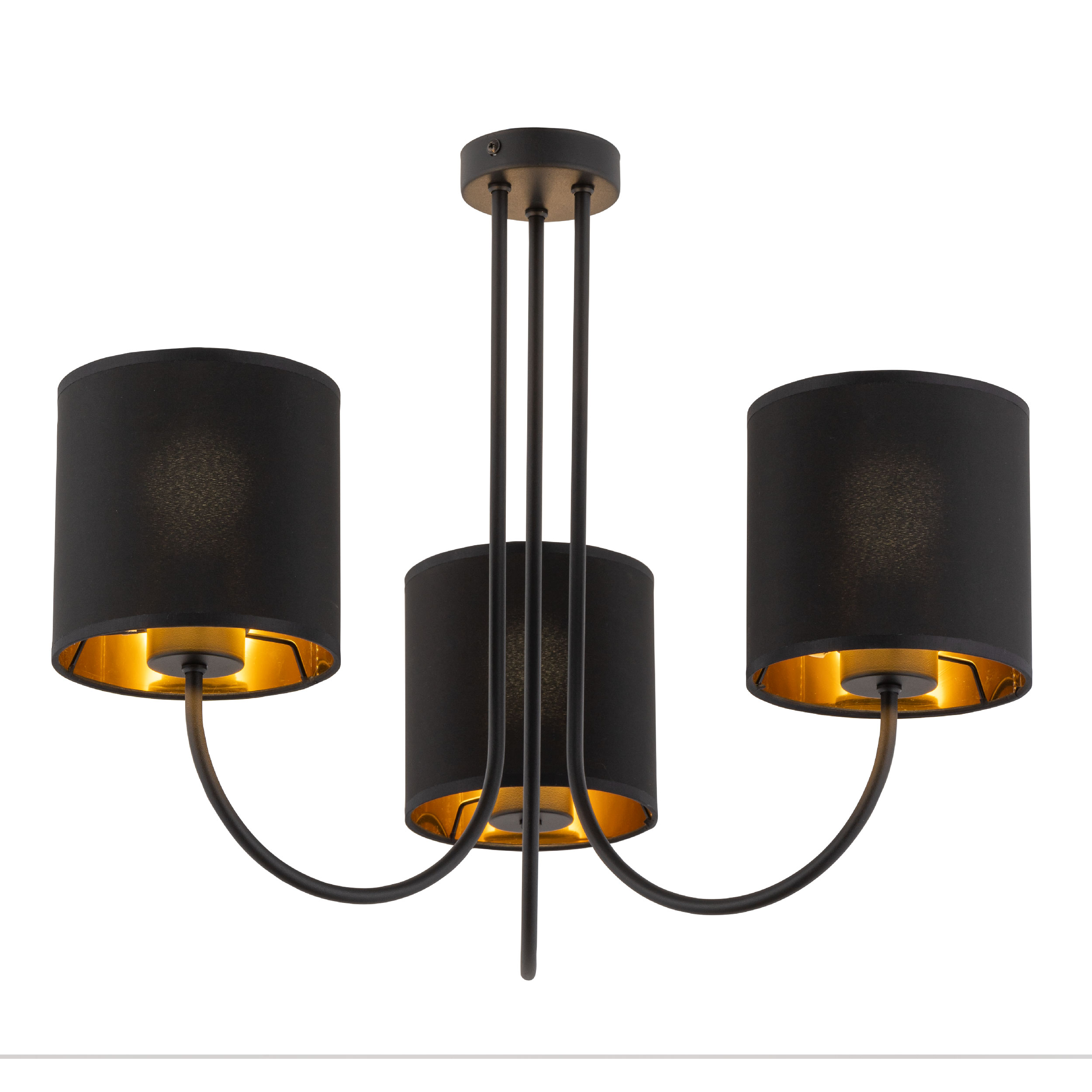 Tk Torens Loftlampe       Skærme Sort Stof Og Sort Metal