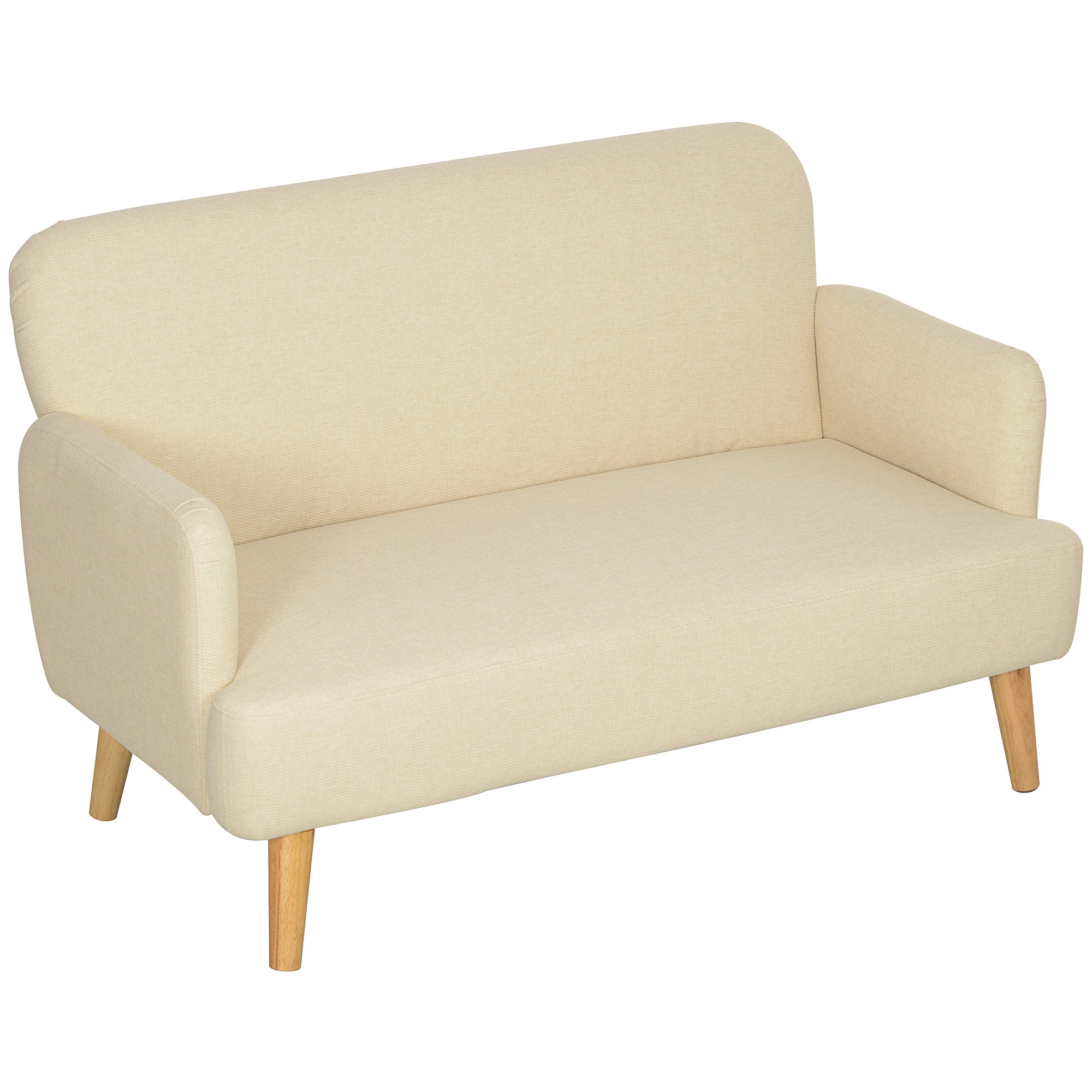 To-personers Sofa  Kompakt  Hudvenligt Betræk  Op Til 240 Kg  130x74x79 Cm  Cremehvid