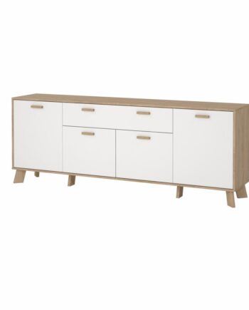 Tvilum Ikast Skænk   Låger     Skuffe  Jackson Hickory Hvid  195     39     73 Cm