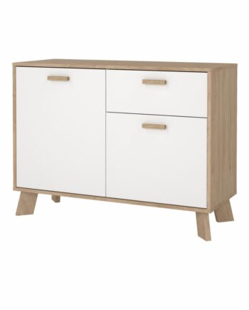 Tvilum Ikast Skænk   Låger     Skuffe  Jackson Hickory Hvid  98     39     73 Cm