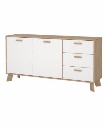 Tvilum Ikast Skænk   Låger     Skuffer  Jackson Hickory Hvid  147     39     73 Cm