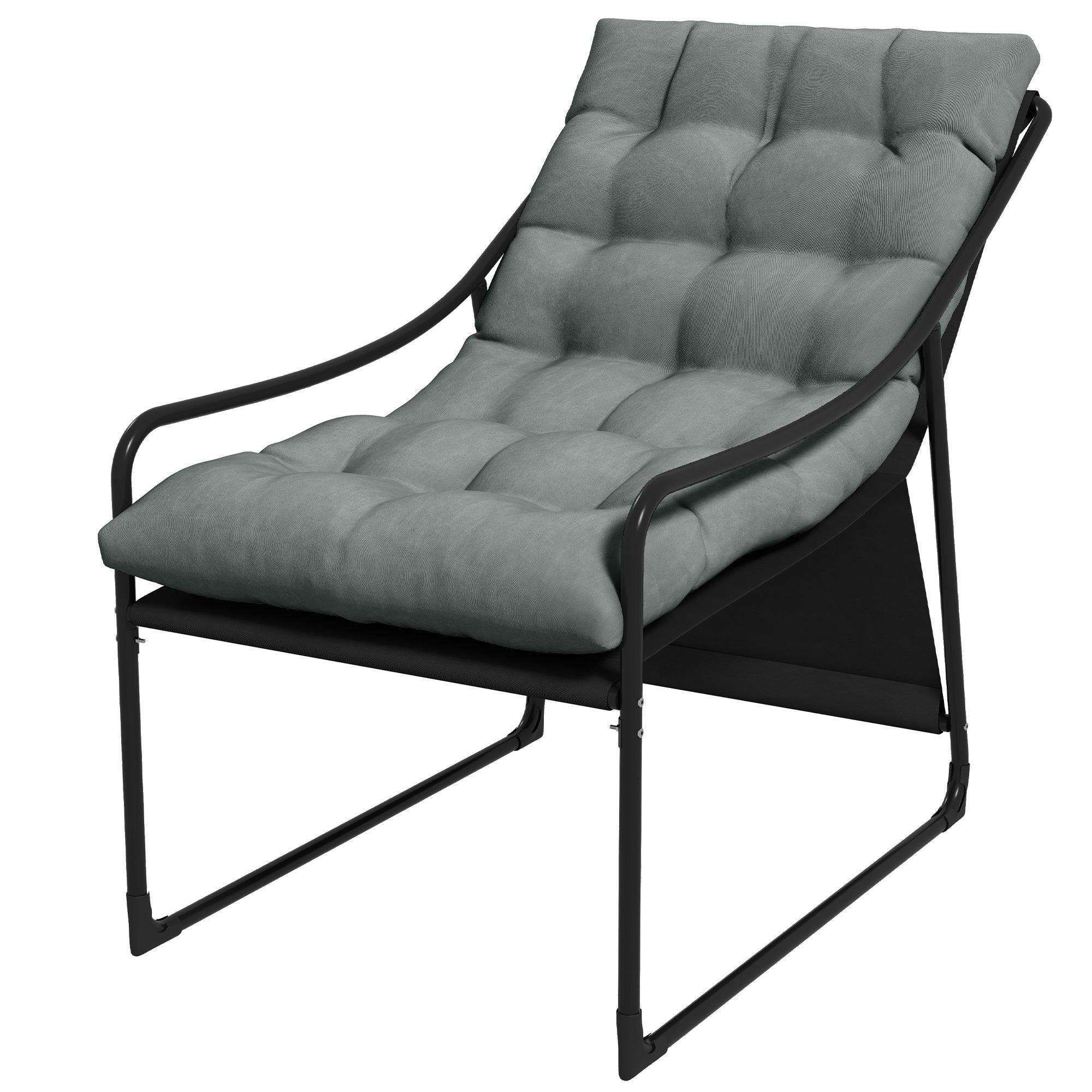 Udendørs Lounge Tykke Hynder Stel Rustfrit Stål 62b 110d 88h Cm Grå Sort