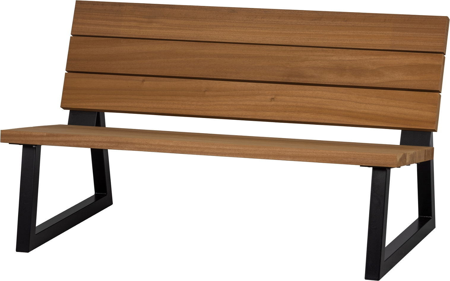 Udendørs Sofabænk Woood Banco Fsc-certificeret Thermo Ayous Træ  Sort Metalstel