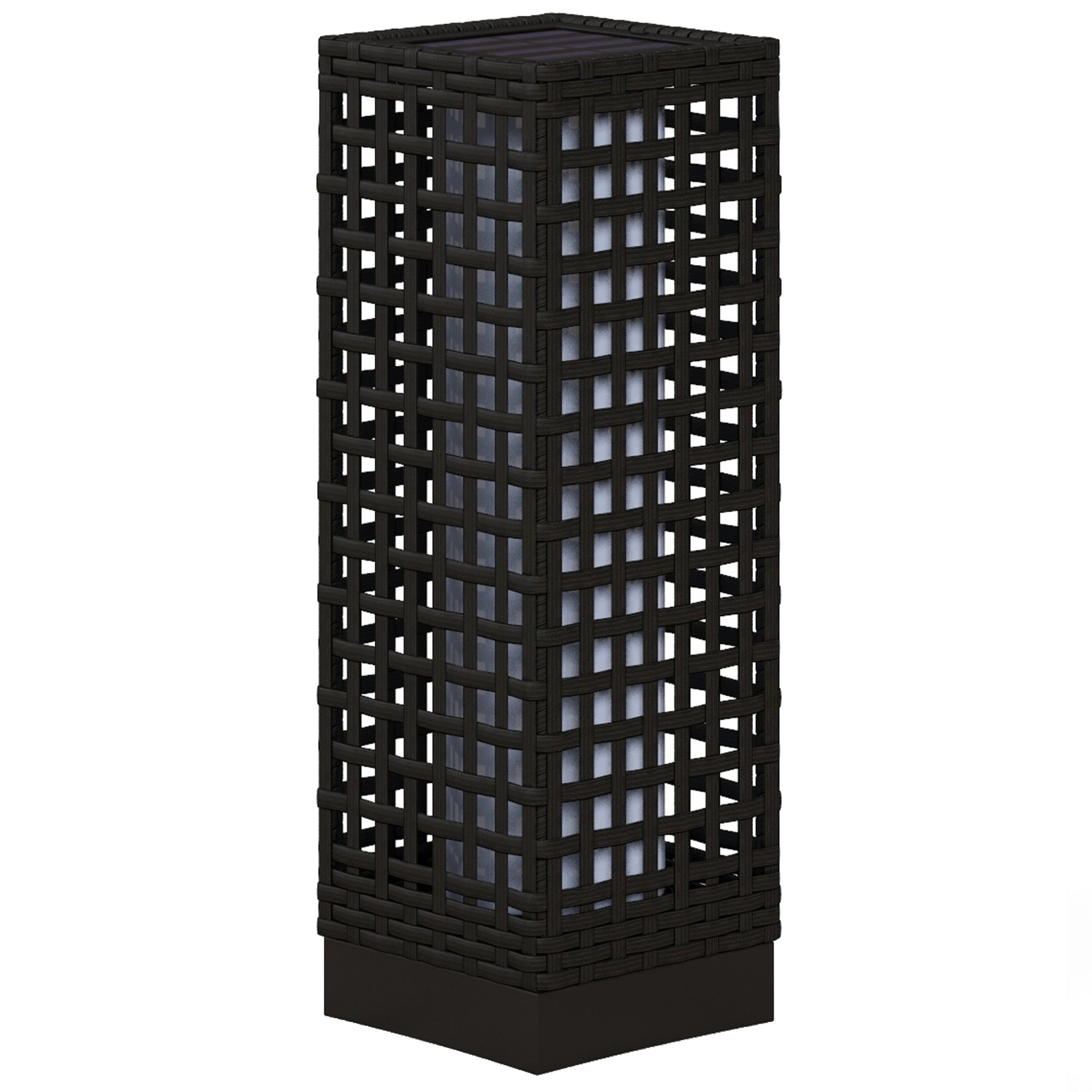 Udendørslampe Med Solpanel Automatisk Tænding Timers Driftstid Rottinglook Stål 15 15 46 Cm Sort