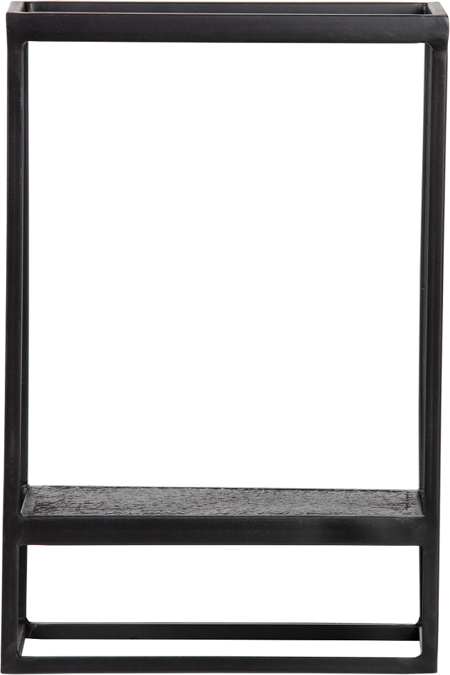 Væghylde Woood Febe   Sort Støbt Metal 60x40x20 Cm   Uv-beskyttet Opbevaringshylde Til Inde Ude