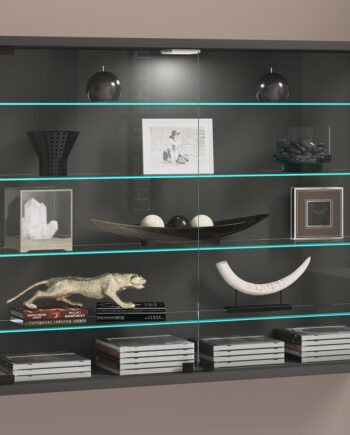 Vægvitrineskab Med Esg-sikkerhedsglas  60x83x18 Cm  Antracit Grå