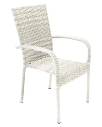 Venture Design Anna Havestol    Armlæn Hvid Rattan Og Stål