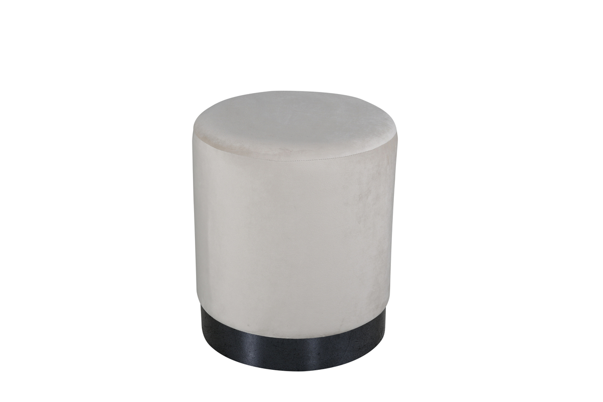 Venture Design Benji Puf  Cylinder Beige Fløjl Og Sort Stål  ø35