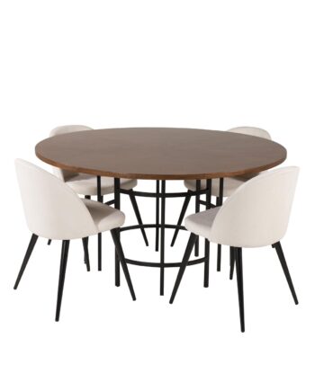 Venture Design Copenhagen Spisebordssæt       Stole Brun Finer Sort Metal  Beige Fløjl Sort Metal