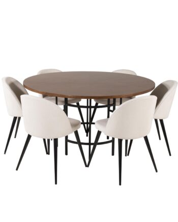 Venture Design Copenhagen Spisebordssæt       Stole Brun Finer Sort Metal  Beige Fløjl Sort Metal