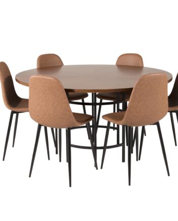 Venture Design Copenhagen Spisebordssæt       Stole Brun Finer Sort Metal Og Brun Pu Sort Metal