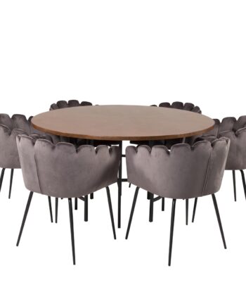 Venture Design Copenhagen Spisebordssæt       Stole Brun Finer Sort Metal Og Grå Fløjl Sort Metal