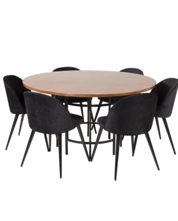 Venture Design Copenhagen Spisebordssæt       Stole Brun Finer Sort Metal Og Sort Fløjl Sort Metal