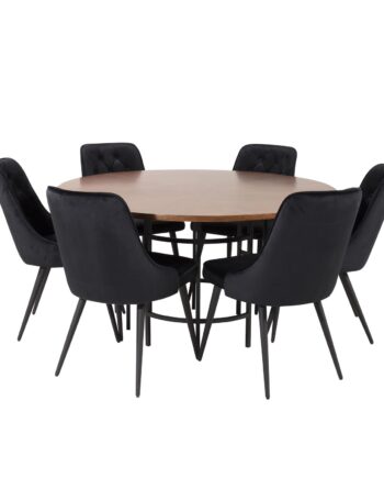 Venture Design Copenhagen Spisebordssæt       Stole Brun Finer Sort Metal Og Sort Fløjl Sort Metal