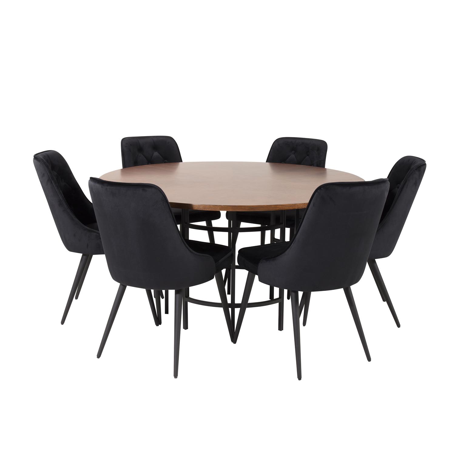Venture Design Copenhagen Spisebordssæt Stole Brun Finer Sort Metal Og Sort Fløjl Sort Metal