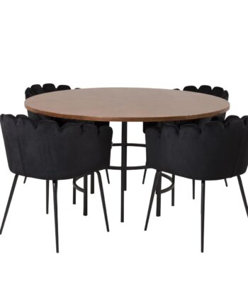 Venture Design Copenhagen Spisebordssæt       Stole Brun Finer Sort Metal Og Sort Fløjl Sort Metal