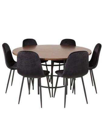 Venture Design Copenhagen Spisebordssæt       Stole Brun Finer Sort Metal Og Sort Fløjl Sort Metal
