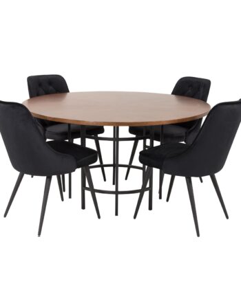 Venture Design Copenhagen Spisebordssæt       Stole Brun Finer Sort Metal Og Sort Fløjl Sort Metal