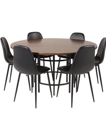 Venture Design Copenhagen Spisebordssæt       Stole Brun Finer Sort Metal Og Sort Pu Sort Metal