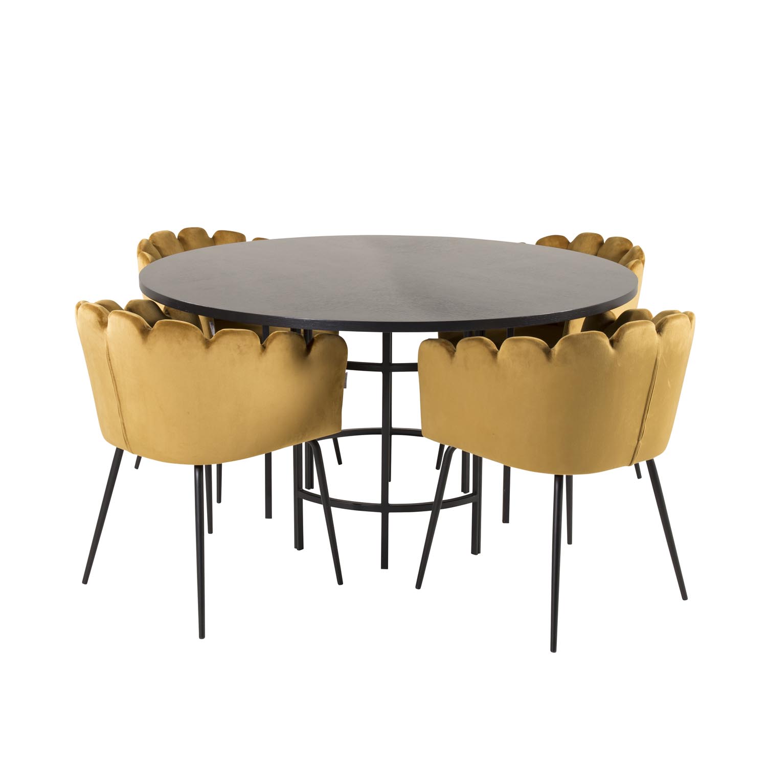 Venture Design Copenhagen Spisebordssæt Stole Sort Finer Sort Metal Og Gul Fløjl Sort Metal