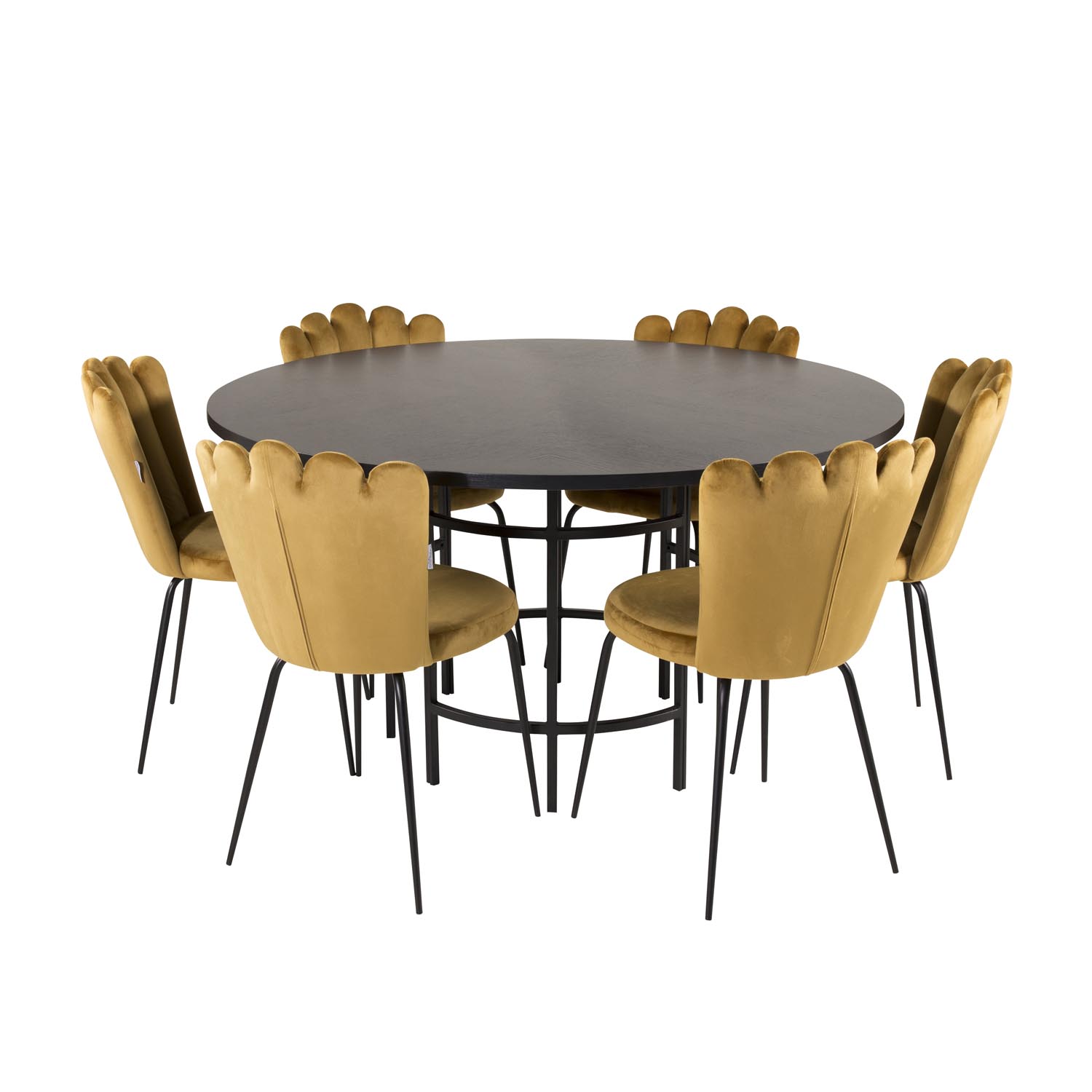 Venture Design Copenhagen Spisebordssæt Stole Sort Finer Sort Metal Og Gul Fløjl Sort Metal