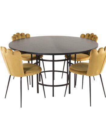 Venture Design Copenhagen Spisebordssæt       Stole Sort Finer Sort Metal Og Gul Fløjl Sort Metal