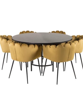 Venture Design Copenhagen Spisebordssæt       Stole Sort Finer Sort Metal Og Gul Fløjl Sort Metal