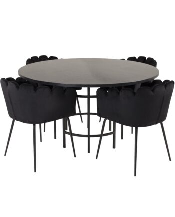 Venture Design Copenhagen Spisebordssæt       Stole Sort Finer Sort Metal Og Sort Fløjl Sort Metal