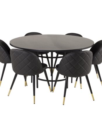 Venture Design Copenhagen Spisebordssæt       Stole Sort Finer Sort Metal Og Sort Pu Sort Metal