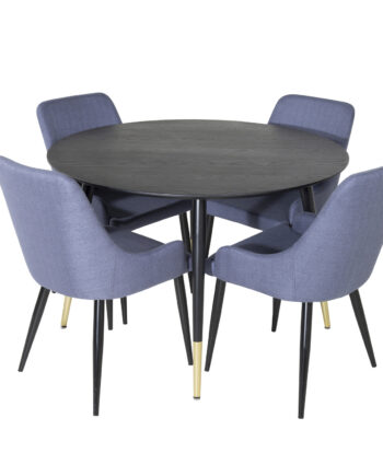 Venture Design Dipp Spisebordssæt       Stole Sort Finer Messing Sort Metal  Blå Stof Sort Metal