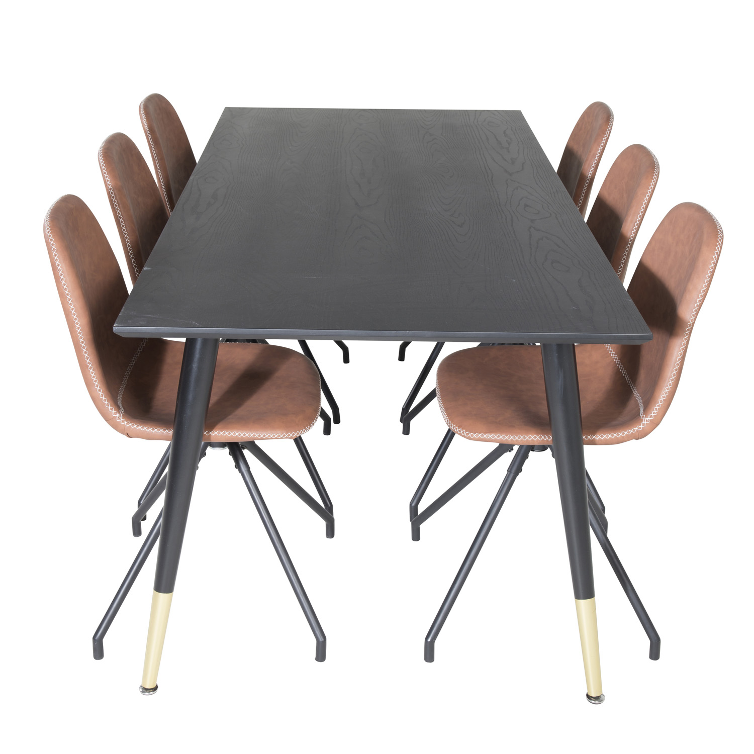Venture Design Dipp Spisebordssæt Stole Sort Finer Messing Sort Metal Brun Pu Sort Metal