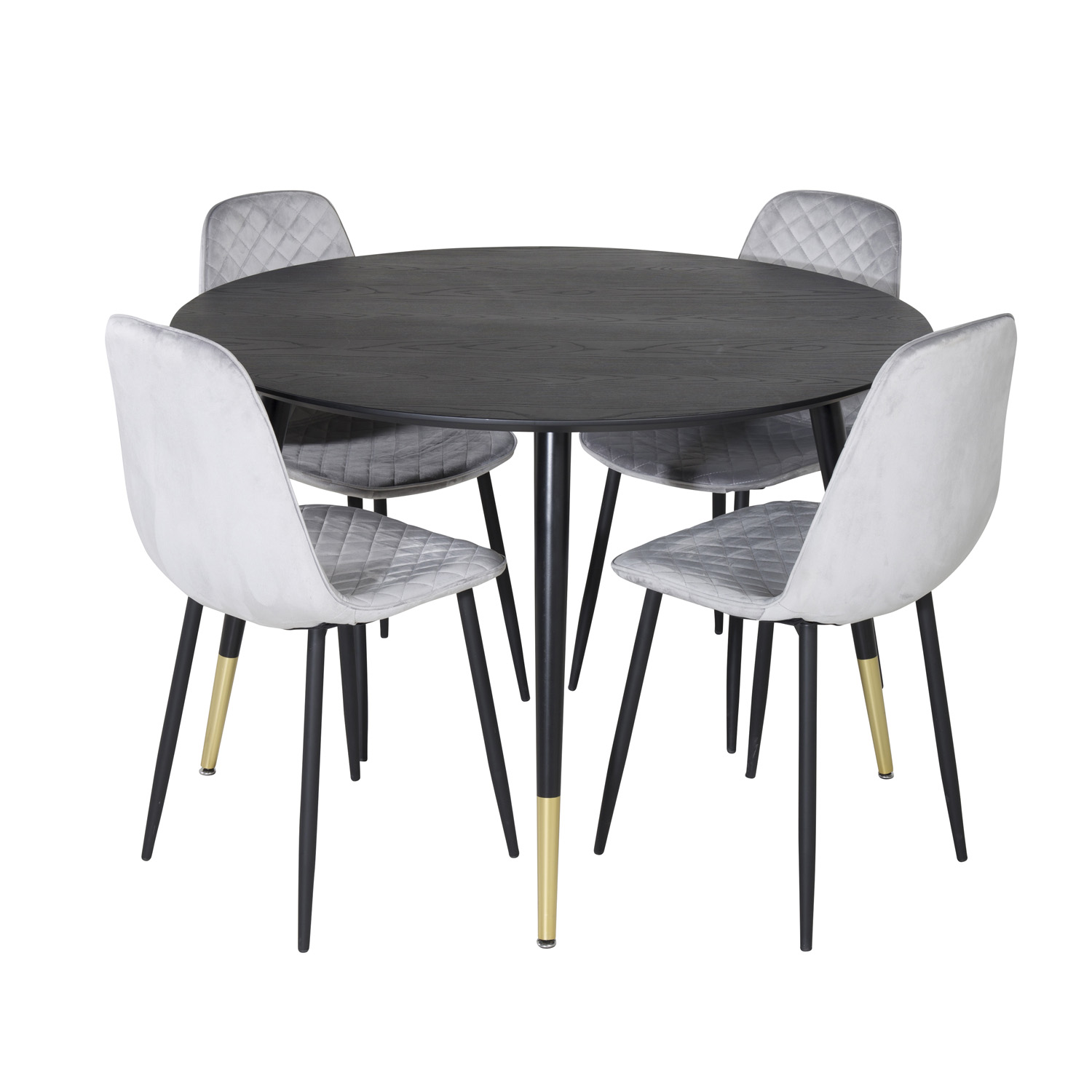Venture Design Dipp Spisebordssæt Stole Sort Finer Messing Sort Metal Grå Fløjl Sort Metal
