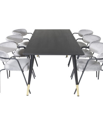 Venture Design Dipp Spisebordssæt       Stole Sort Finer Messing Sort Metal  Grå Fløjl Sort Metal
