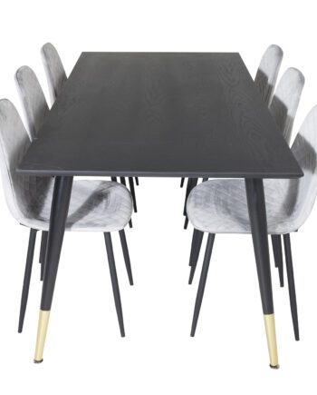 Venture Design Dipp Spisebordssæt       Stole Sort Finer Messing Sort Metal  Grå Fløjl Sort Metal