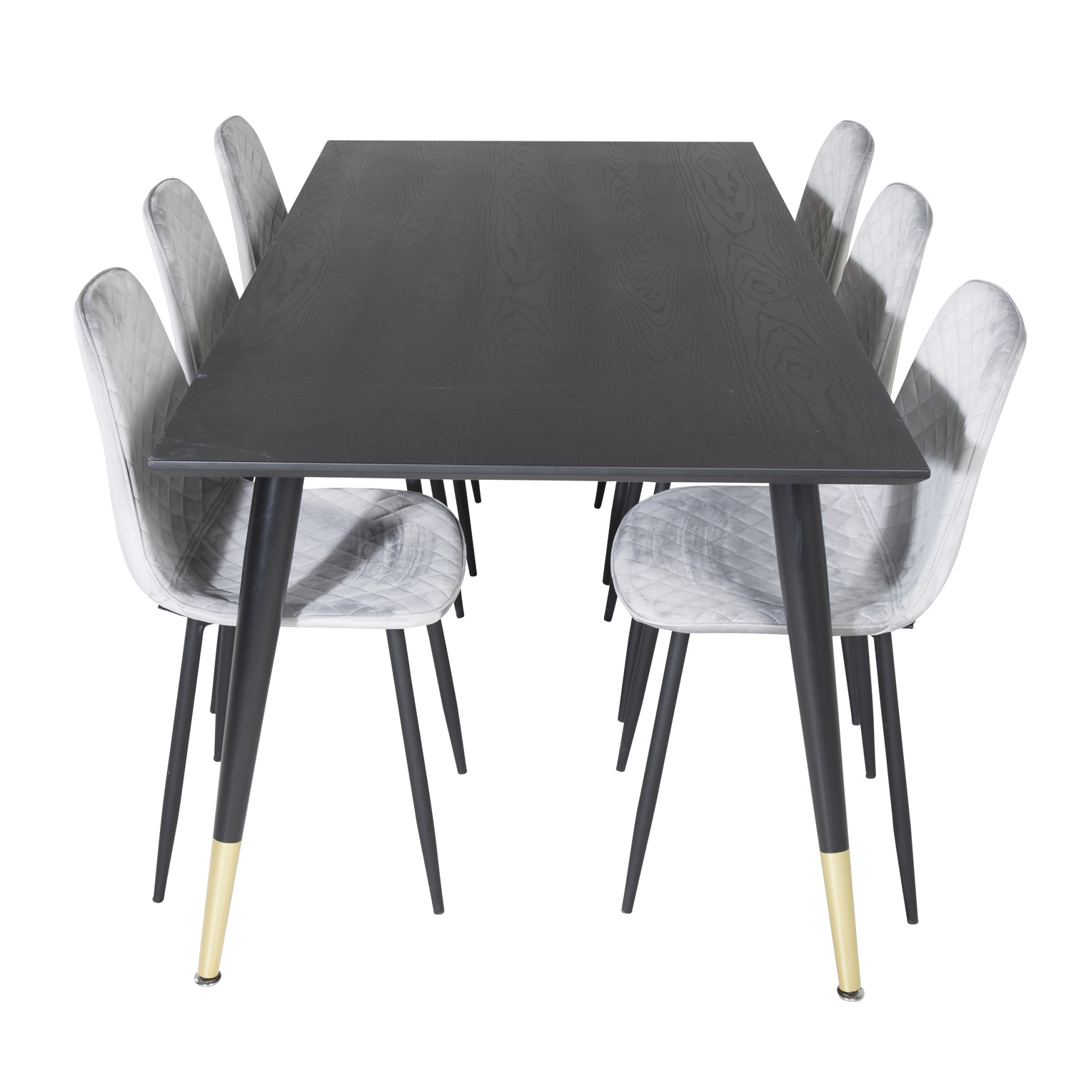 Venture Design Dipp Spisebordssæt Stole Sort Finer Messing Sort Metal Grå Fløjl Sort Metal