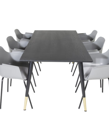 Venture Design Dipp Spisebordssæt       Stole Sort Finer Messing Sort Metal  Grå Plast Sort Metal