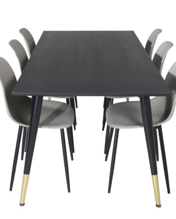 Venture Design Dipp Spisebordssæt       Stole Sort Finer Messing Sort Metal  Grå Plastik Sort Jern