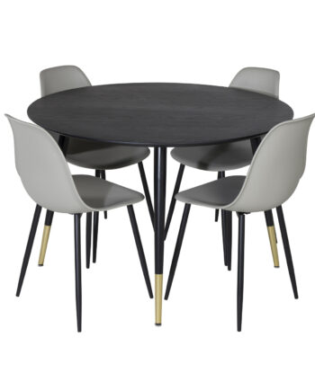 Venture Design Dipp Spisebordssæt       Stole Sort Finer Messing Sort Metal  Grå Plastik Sort Jern