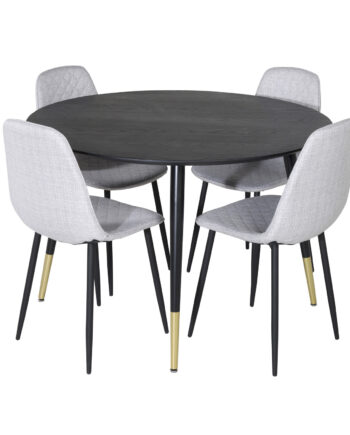 Venture Design Dipp Spisebordssæt       Stole Sort Finer Messing Sort Metal  Grå Stof Sort Metal