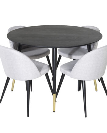 Venture Design Dipp Spisebordssæt       Stole Sort Finer Messing Sort Metal  Grå Stof Sort Metal