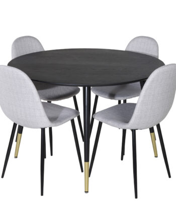 Venture Design Dipp Spisebordssæt       Stole Sort Finer Messing Sort Metal  Grå Stof Sort Metal