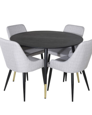 Venture Design Dipp Spisebordssæt       Stole Sort Finer Messing Sort Metal  Grå Stof Sort Metal