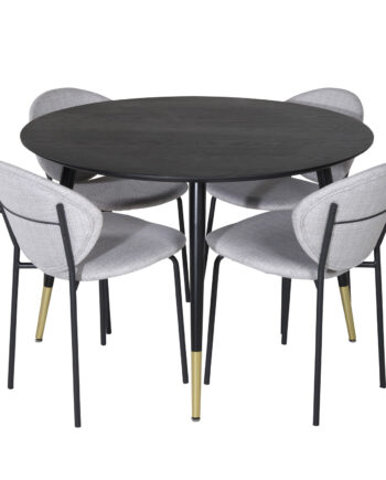 Venture Design Dipp Spisebordssæt       Stole Sort Finer Messing Sort Metal  Grå Stof Sort Metal