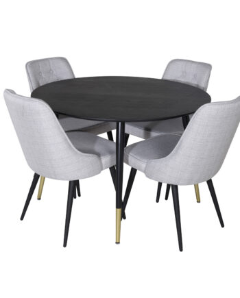 Venture Design Dipp Spisebordssæt       Stole Sort Finer Messing Sort Metal  Grå Stof Sort Metal