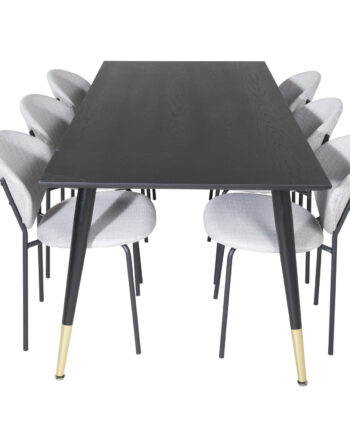 Venture Design Dipp Spisebordssæt       Stole Sort Finer Messing Sort Metal  Grå Stof Sort Metal