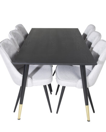 Venture Design Dipp Spisebordssæt       Stole Sort Finer Messing Sort Metal  Grå Stof Sort Metal