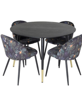 Venture Design Dipp Spisebordssæt       Stole Sort Finer Messing Sort Metal  Multi Stof Sort Metal